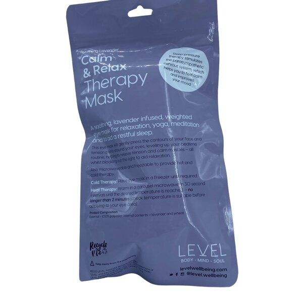 Level Well Being Calm & Relax Therapy Weighted Mask Lavender Cow Print NEW - Picture 2 of 3